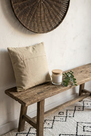 Beige Squared Floral Print Cushion Cover With Mandala Embroidered