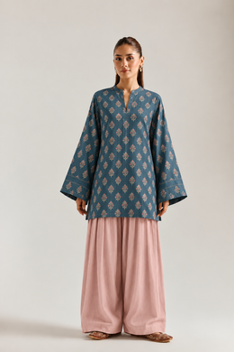 Teal Blush Botanical Farsi Salwar Co-ord Set for Women