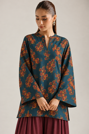Teal Rust Blossom Farsi Salwar Co-Ord Set For Women