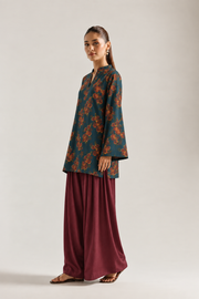Teal Rust Blossom Farsi Salwar Co-Ord Set For Women