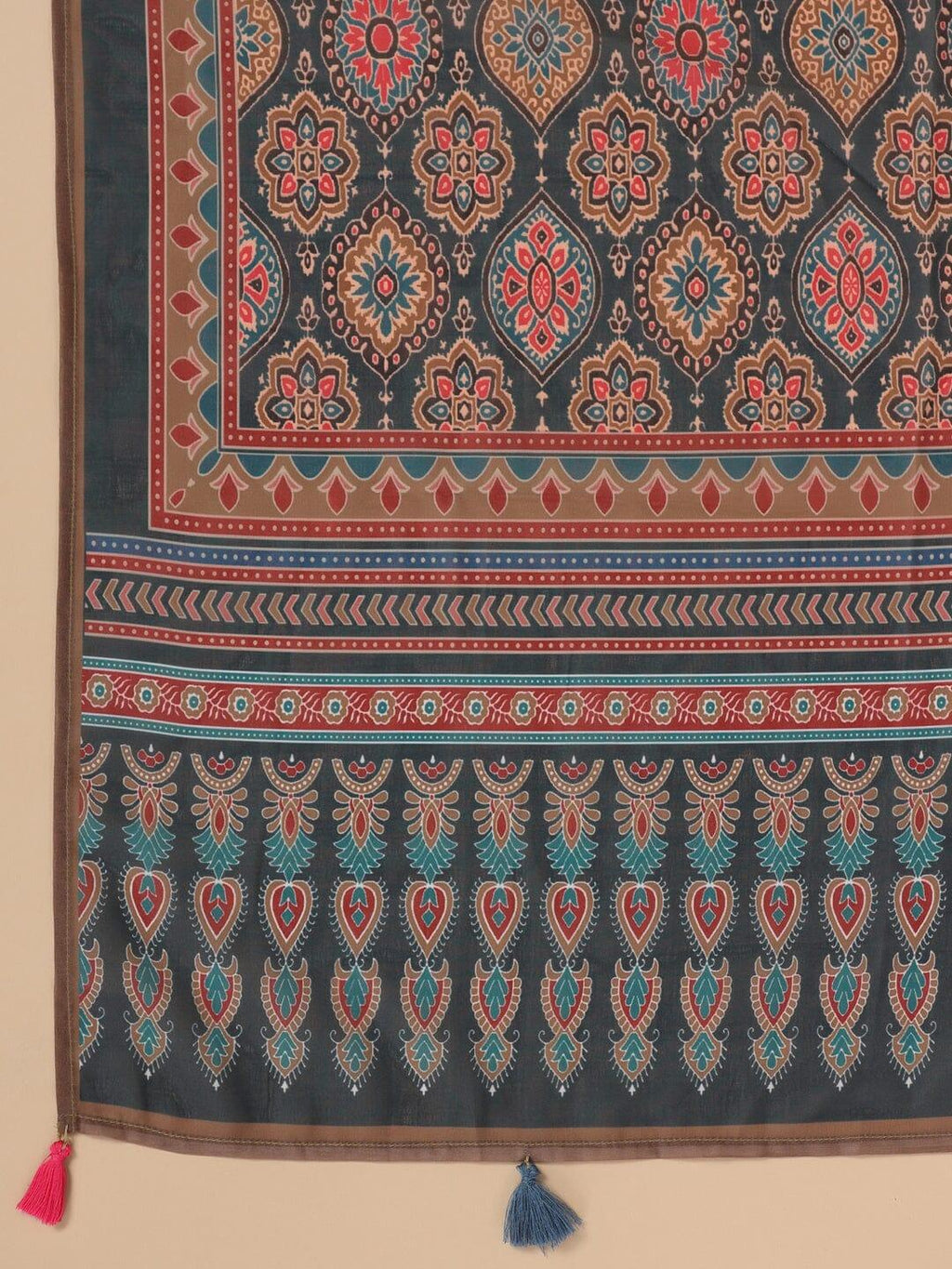 Women Cotton Flex Kurta Set With Chiffon Dupatta - SanskrutiHomes 