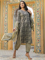 Women Pure Cotton 3pcs kurta set - SanskrutiHomes 