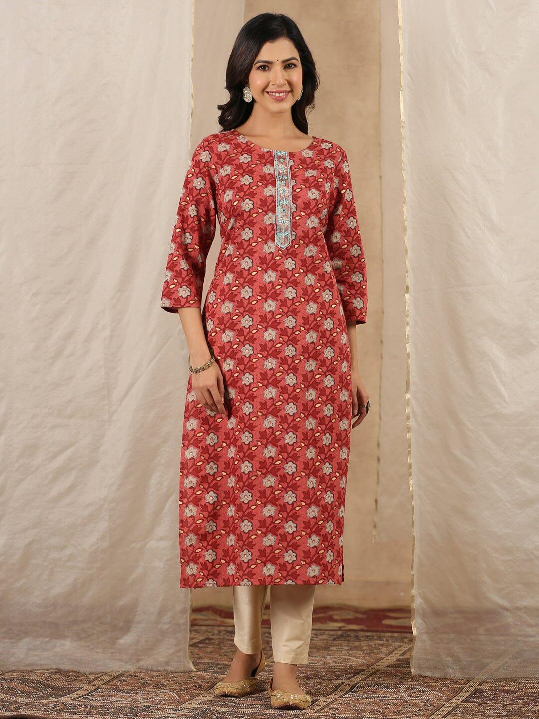 Women Pure Cotton Kurta - SanskrutiHomes 