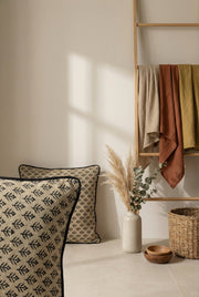 Black & Cream-Coloured Floral Cotton Squared Cushion Covers