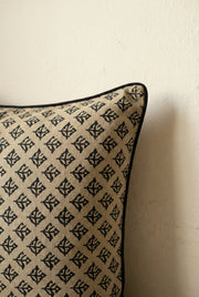 Black & Cream-Coloured Floral Cotton Squared Cushion Covers