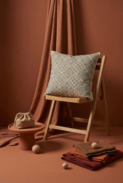 White Squared Geometric Printed Cotton Cushion Cover With Elegant Design