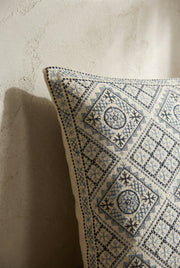 White Squared Geometric Printed Cotton Cushion Cover With Elegant Design